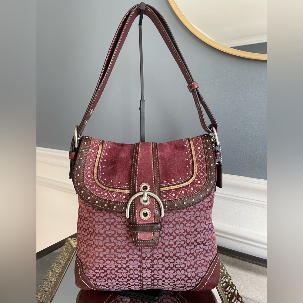 Coach Burgundy and Pink Shoulder Bag Matching Wallet Included. - Picture 12 of 12